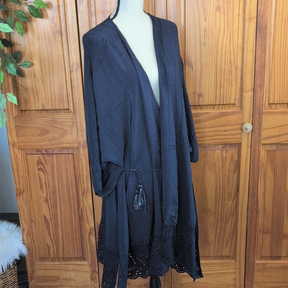 G by Giuliana Navy Blue Cardigan Wrap Sheer Robe 2X/3X C492